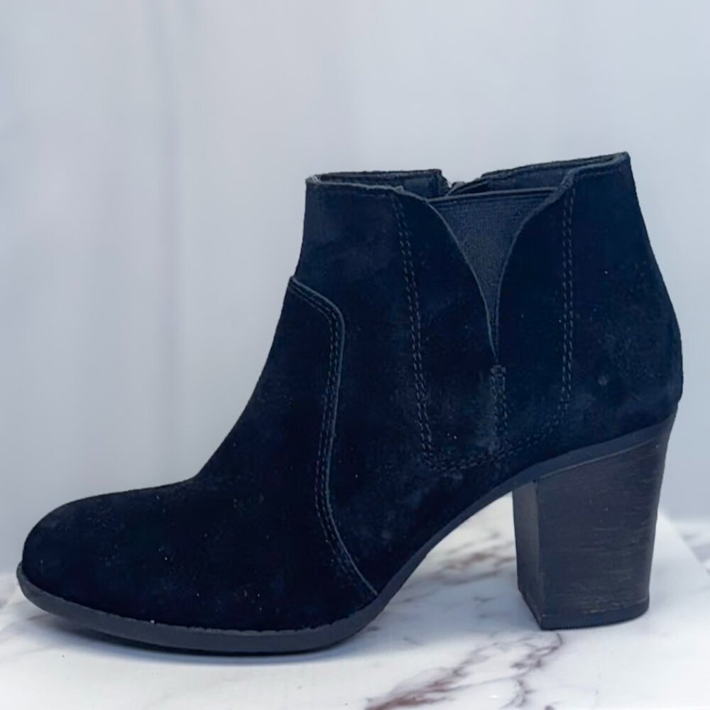 Clarks Enfield Senya Ankle Bootie in Black Suede